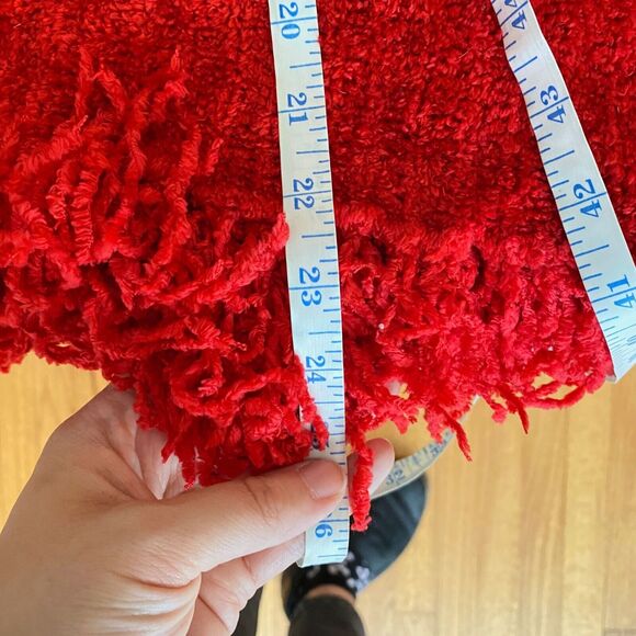 Vintage 90s Nick & Sarah L Red Turtleneck Super Soft Sweater Stringy Fringe Hem - Picture 9 of 10